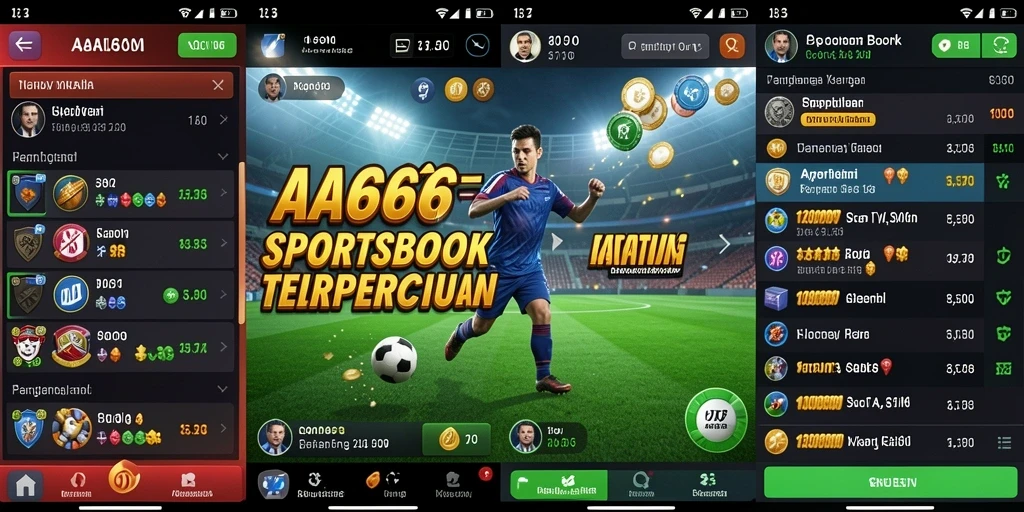 Screenshot utama AA666 menampilkan antarmuka taruhan olahraga yang dinamis.