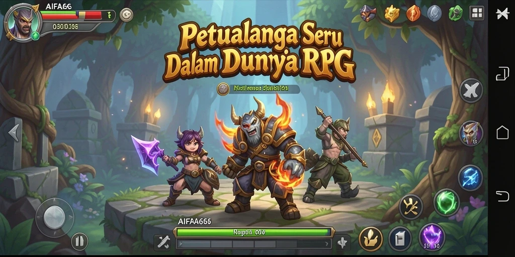 Screenshot gameplay AIFA66 menampilkan pertarungan karakter yang intens dan pemandangan yang indah.