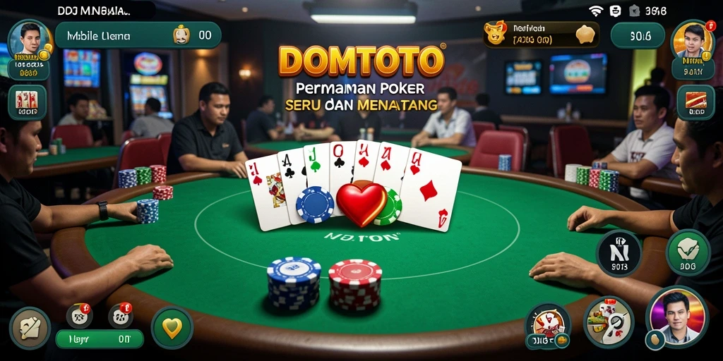 Tampilan gameplay seru di DOMTOTO dengan aksi poker yang mendebarkan.