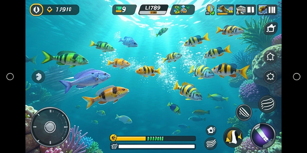 Tampilan gameplay seru dalam LI789 menangkap ikan.