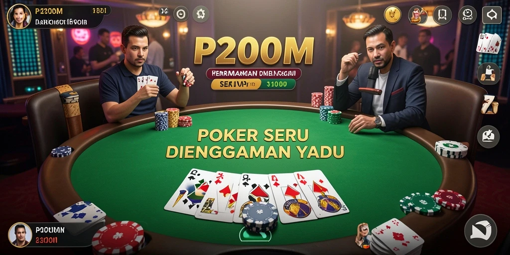 Tampilan gameplay Poker yang seru dan mendebarkan di P200M.