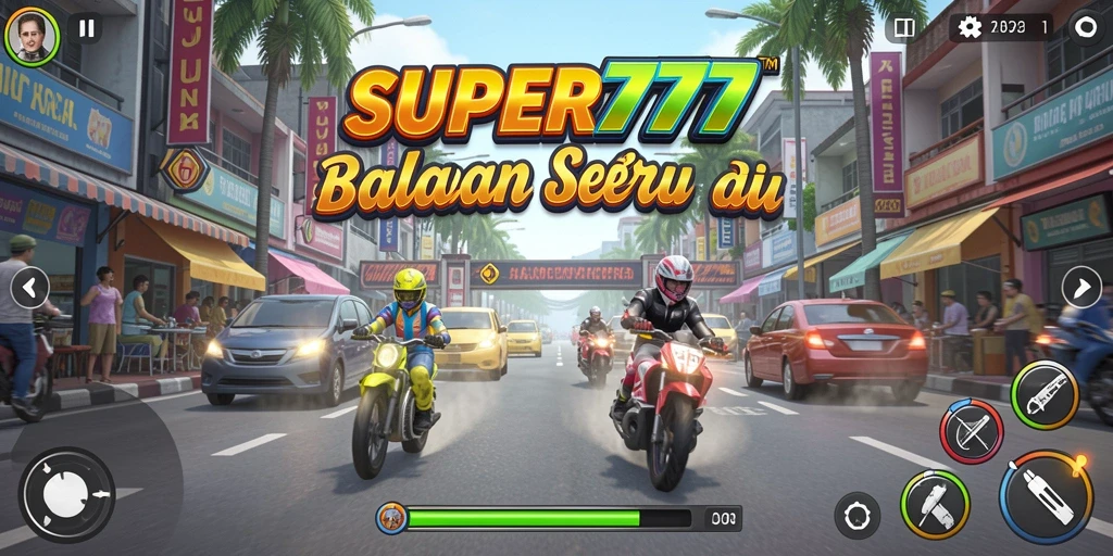 Gameplay balapan menegangkan di SUPER777 dengan trek yang beragam.