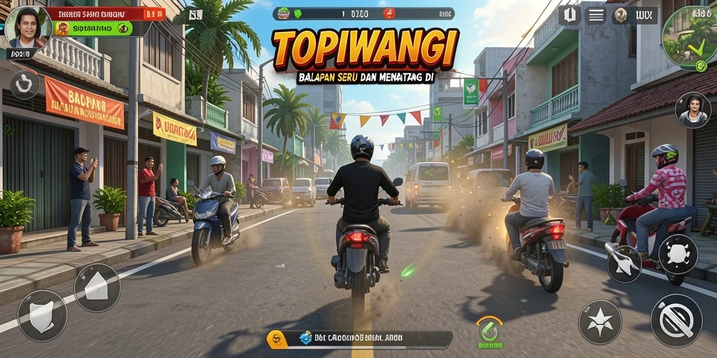 Tampilan gameplay balapan yang menegangkan di TOPIWANGI.