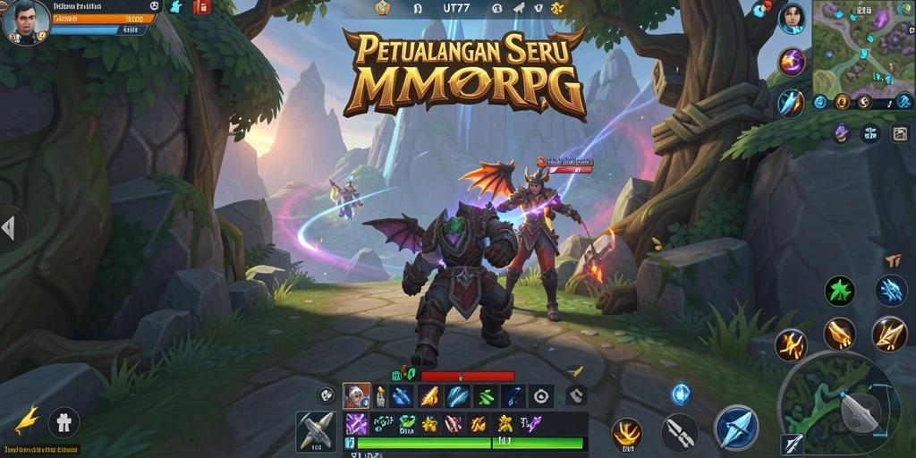 Screenshot gameplay UT77 menunjukkan aksi seru dan dunia fantastis.