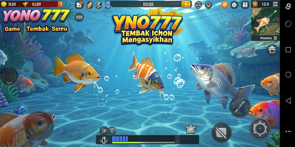 Tangkapan layar gameplay YONO777 menampilkan aksi menembak ikan yang seru.